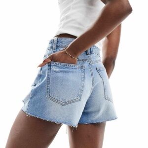 Bershka Light Blue High Waist Jean Shorts 0